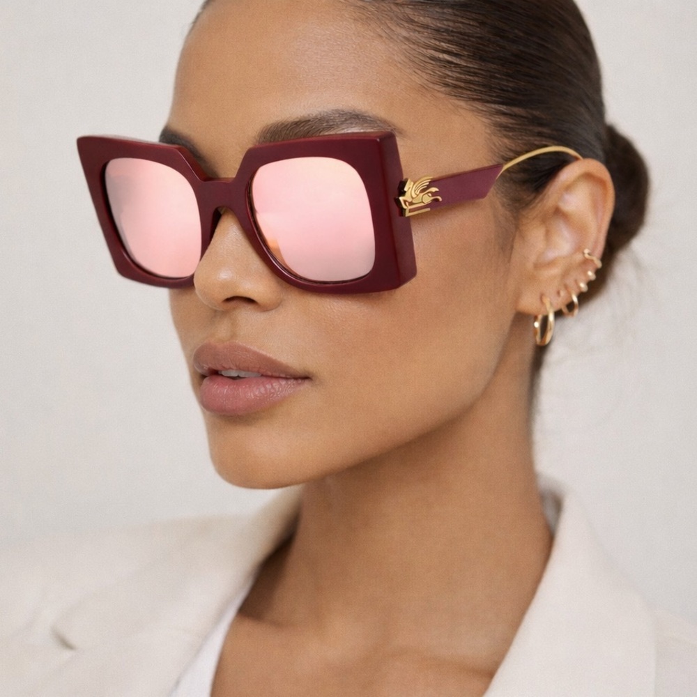 ETRO Sunglasses ETRO0026/S 0LHF2S Oversized Square Burgundy Frame New Authentic